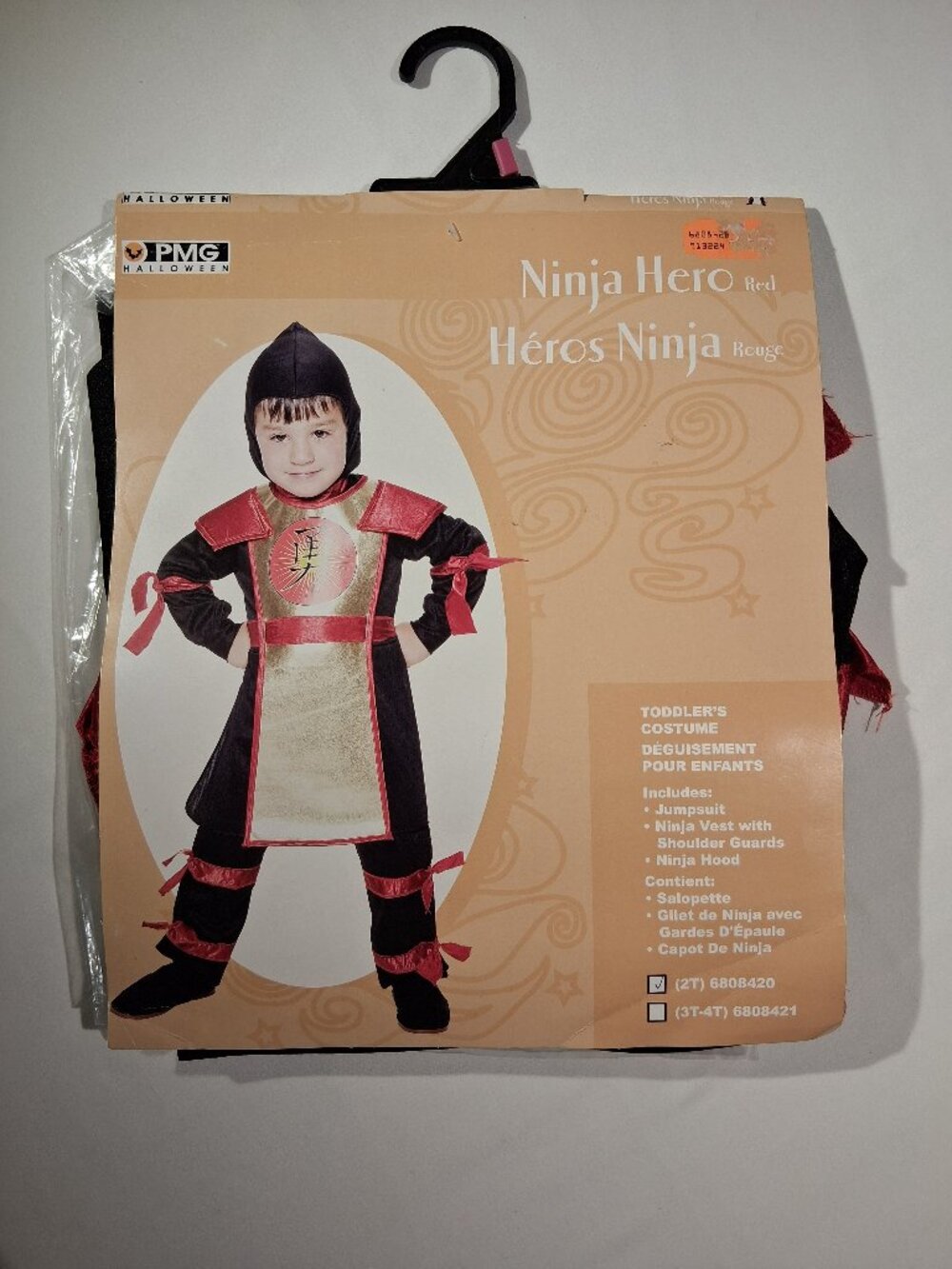Ninja Hero Red Costume Toddler Size 2T New Halloween Jumpsuit Vest Hood